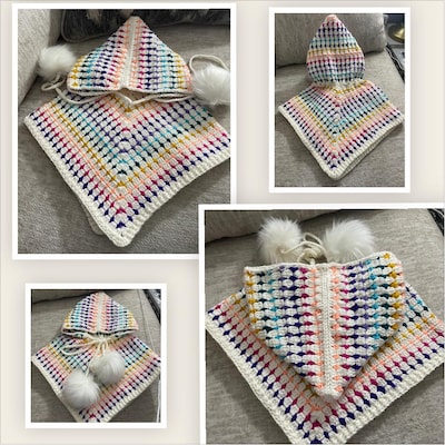 Rainbow Drops Poncho Crochet Pattern Sizes Newborn to Large Adult PDF ...