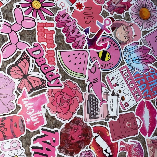 Cute Sticker Bomb, Decal Pack of 50 pc - Pink Color Theme Matte