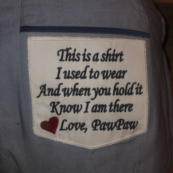 This is a Shirt I Used to Wear Patch, ONE Memory Pillow IRON-ON Patch