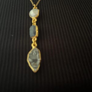 Customer photo from Fairy, Custom Raw Birthstone Lariat Necklace, Mother's Family Gift