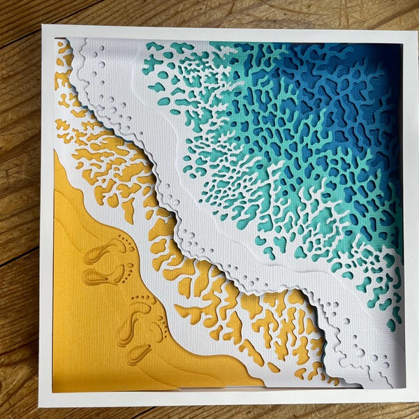 3D Layered Sea Waves Bundle – 6 Designs, Multilayered Footprints Svg ...