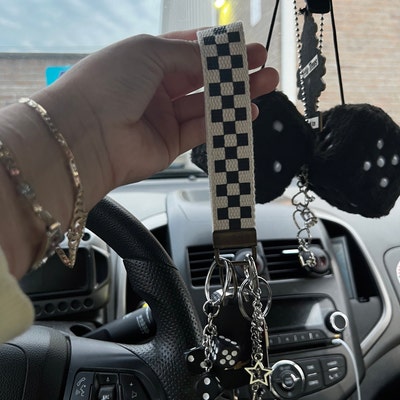 Checkerboard Pattern Keychain Wristlet / Key Fob / Checker Print ...