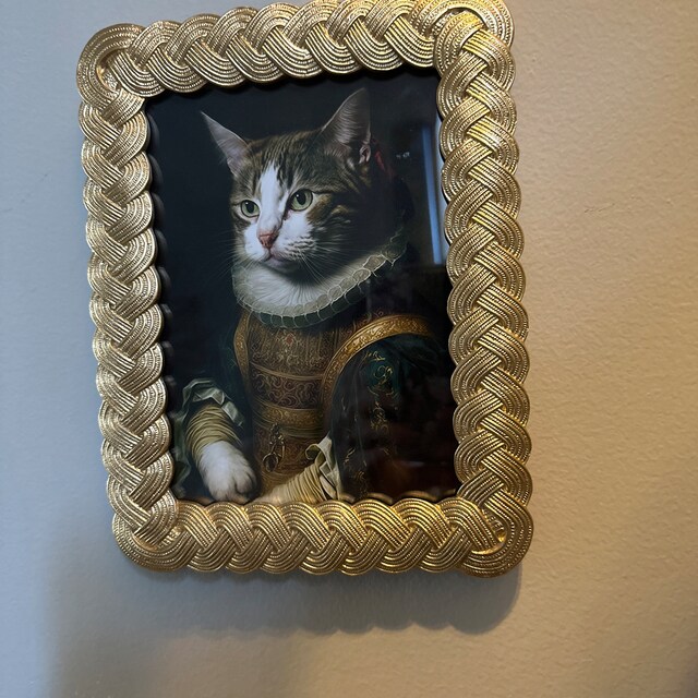 貴族風猫の肖像画：ルネサンス時代の愉快な動物アート（デジタルアート