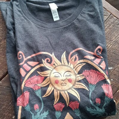 Women's Pride T-Shirt - Wildflowers Rainbow Floral LGBTQ Graphic Tee (Boho Vintage Style)