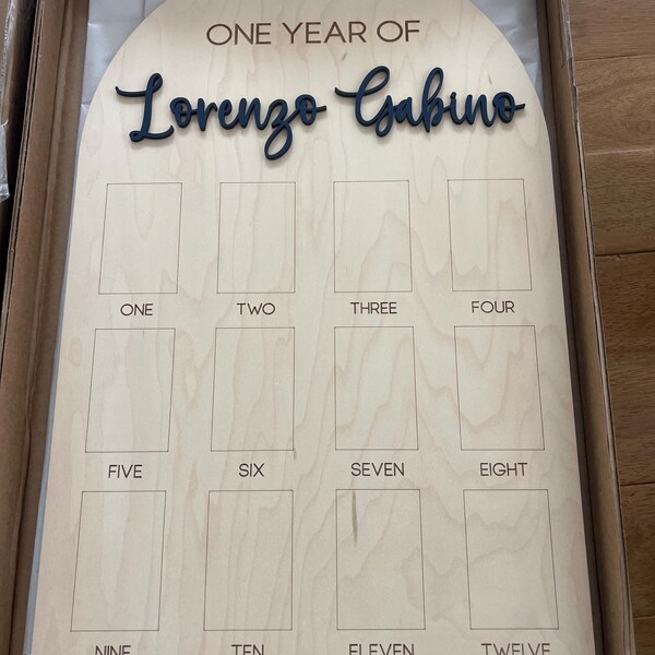 Aukolass Snowflake Themed One Year Of Wood Photo Board, My First Year
