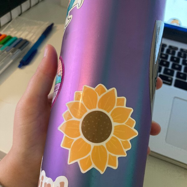 Sunflower Sticker / Sunflower Vinyl Sticker / Water Bottle Sticker ...