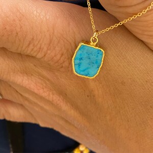 gold plated Turquoise chips necklace handmade in California birth stone ocean inspired delicate jewelry gold plated Turquoise chips necklace handmade in California birth stone ocean inspired delicate jewelry