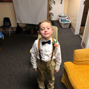 Navy Bow Tie and Leather Suspenders, Ring Bearer Outfit, Toddler Bow ...