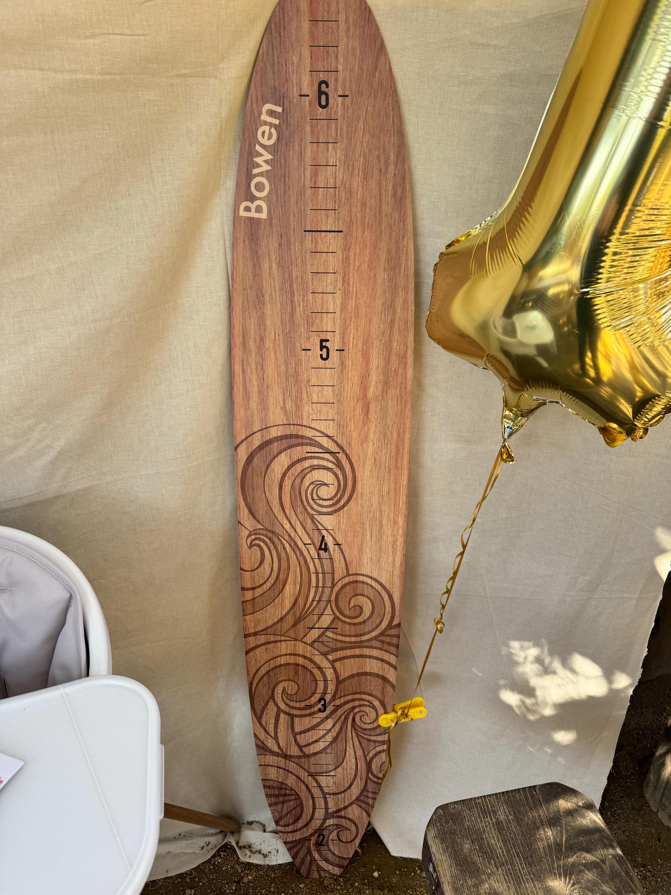 Surfbrett-Wachstumskarte, Holz-Höhentafel, Ozean-Dekor, Kinderzimmer-Dekor, Küsten-Kinderzimmer-Dekor, Surfbrett-Wandkunst, Strand-Themen, Junge, Mädchen, Lineal