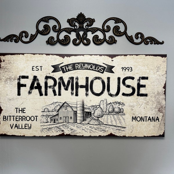 Personalized Farm Sign Modern Farmhouse Wall Decor Custom Family Name ...