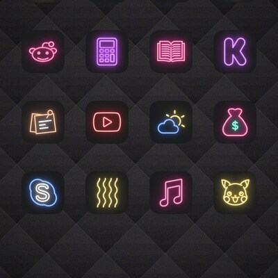 500 Ios Underground Neon App Icon Covers for iPhone Home Screen Icons ...