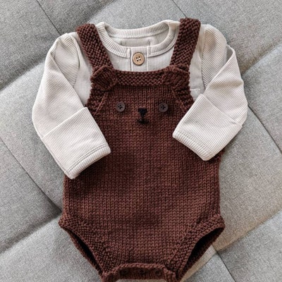 Babyhug Cotton Knit Lion Printed Dungaree with Full Sleeves Striped Inner Tee - Orange & Blue