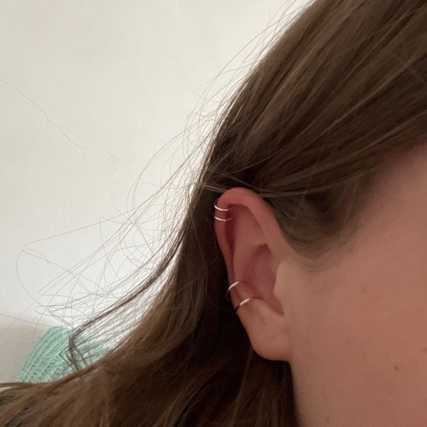 Wide Silver Ear Cuff Smooth - Sterling Silver Adjustable No Piercing Ear Cuff - Minimalist Ear Cuff