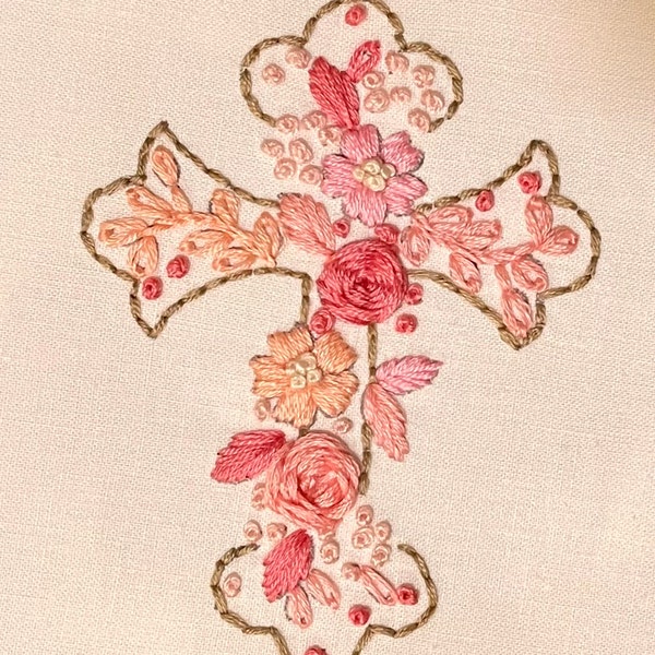 PDF Pattern+ Video Tutorial/floral Cross-hand Embroidery Pattern-cross ...