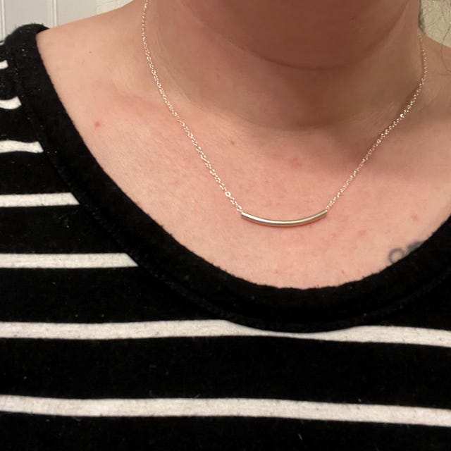 Sterling Silver Curved Bar Necklace / Simple Dainty Necklace