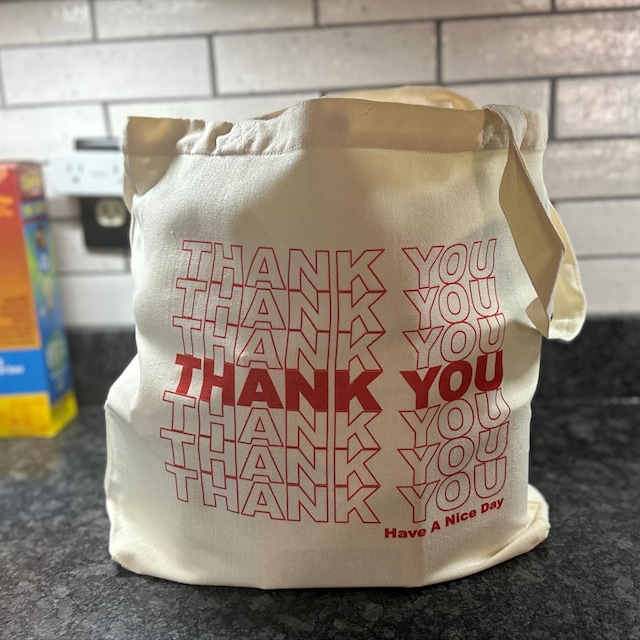 Thank You Tote Bag - Natural Canvas Reusable Shopping Bag, Professionally Printed, Two Sizes Available