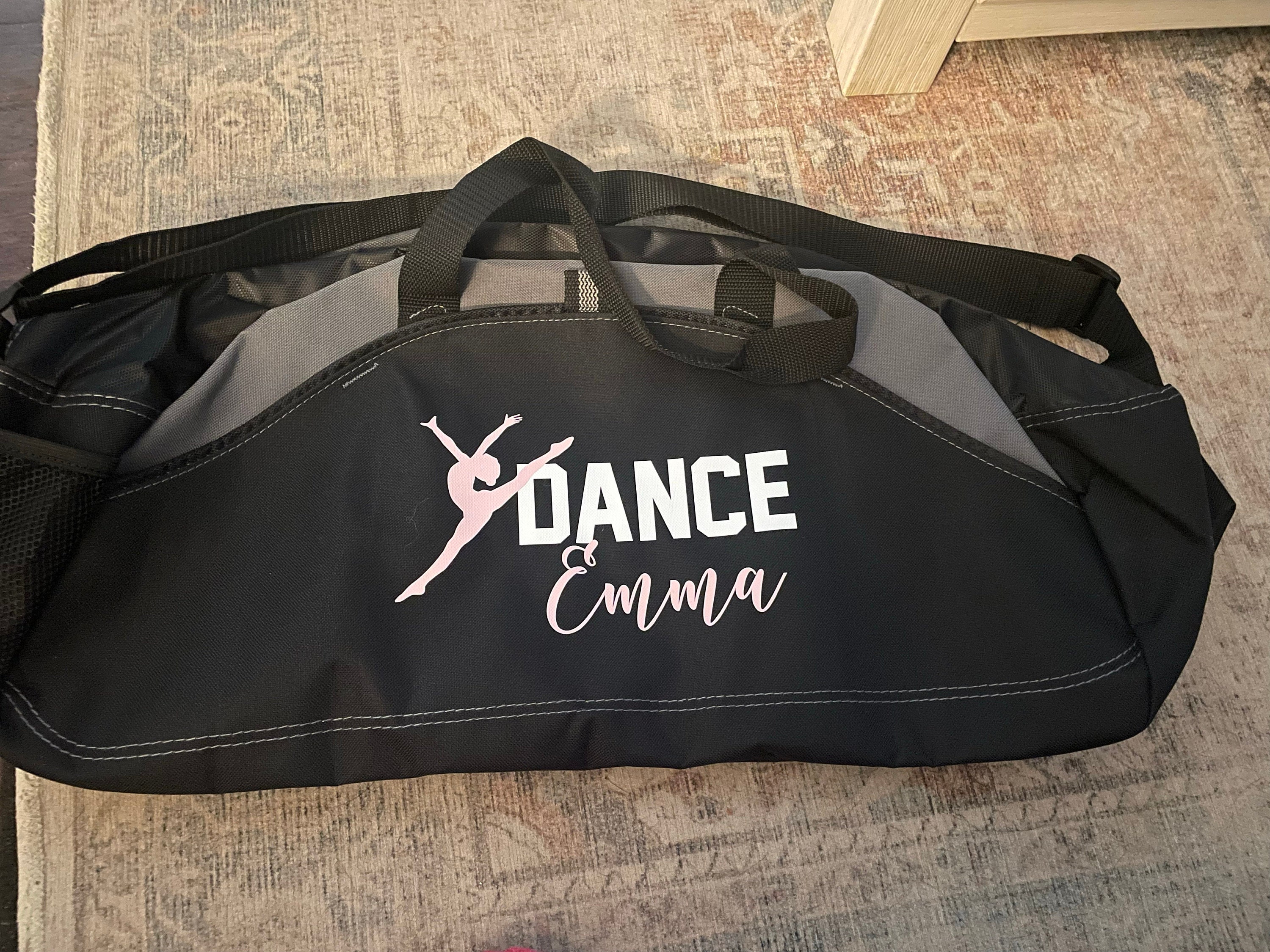 Personalized Dance Bag, Dance Bag, Custom Duffle Bag, Gray Duffle Bag, Black Duffle Bag, Dancer Gift, Sports Bag, Dancer Coach Gift