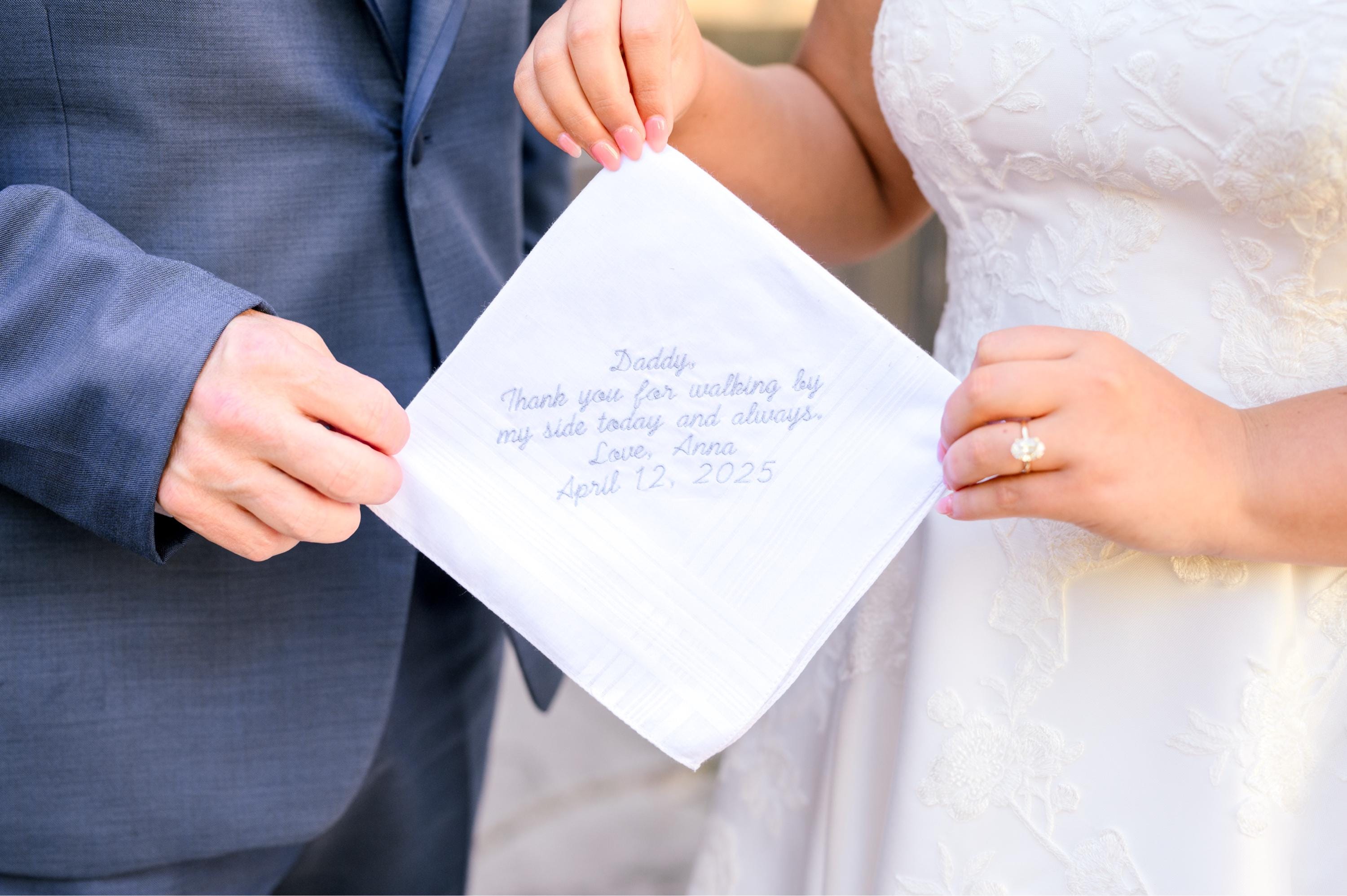 Embroidered Wedding Handkerchief For Father, Wedding Handkerchief for dad, wedding gift to dad, personalized wedding handkerchief