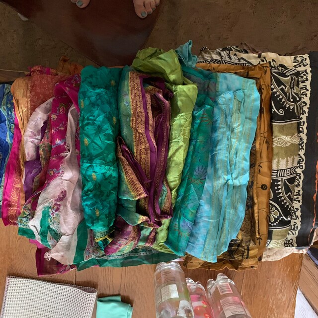 Silk Sari Fabric for Silk Saree Ribbon or Upcycling 10kg For Nuno Felting  Fabric