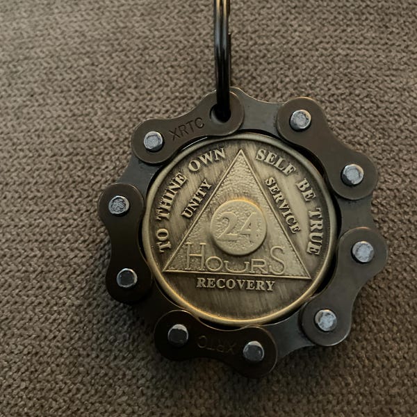 Sober Gift Men | Repurposed Bike Chain AA Coin Keychain Holder ...