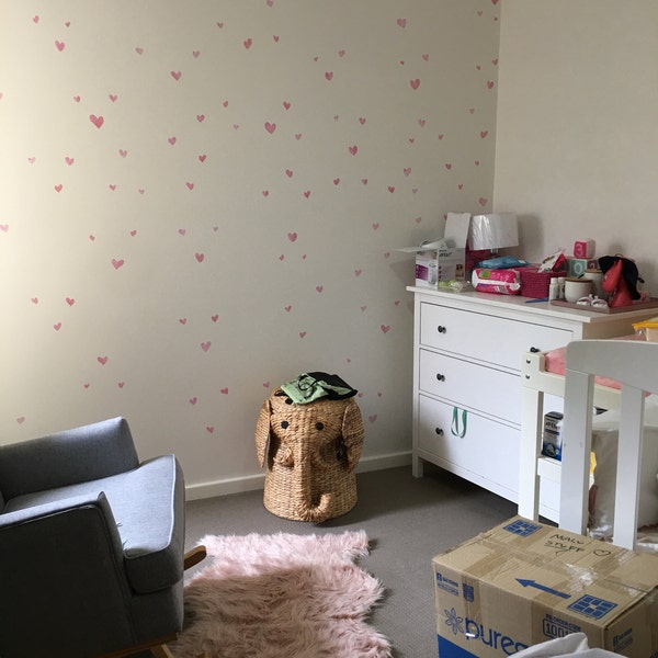 Fabric Wall Decal, Watercolour Hearts, Nursery Decor, Girls Room, Kids ...