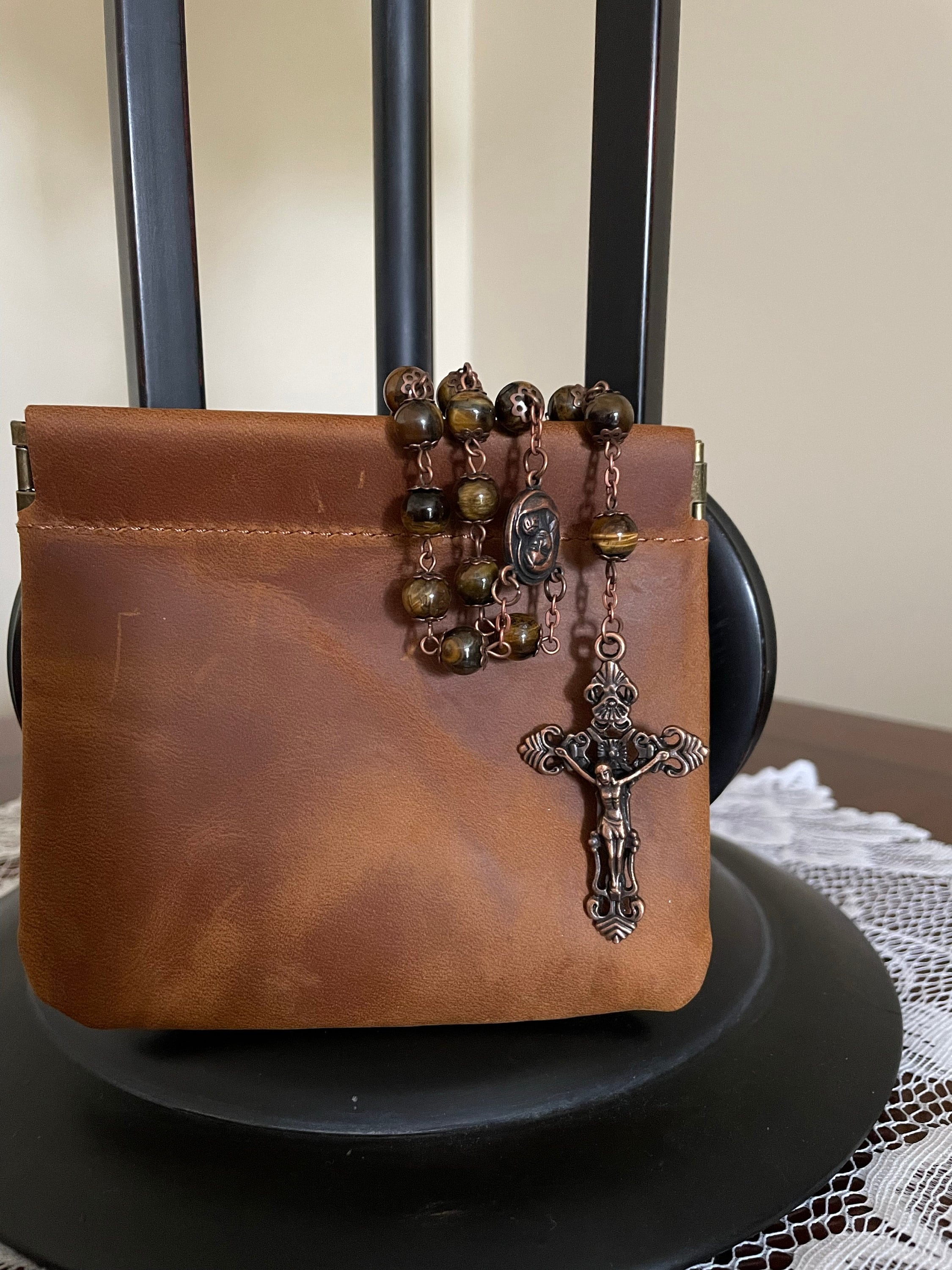 Personalized Leather Rosary Pouch | Perfect 1st Communion and Confirmation Gift, Valentine&#39;s day gifts