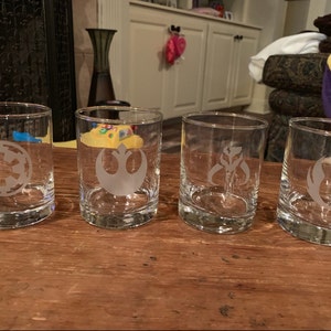 Pew Pew Pew Whoosh Wars Whiskey Glass Set of 4, Engraved Funny Sci-fi Space  Star Noises Wars Rocks Glasses