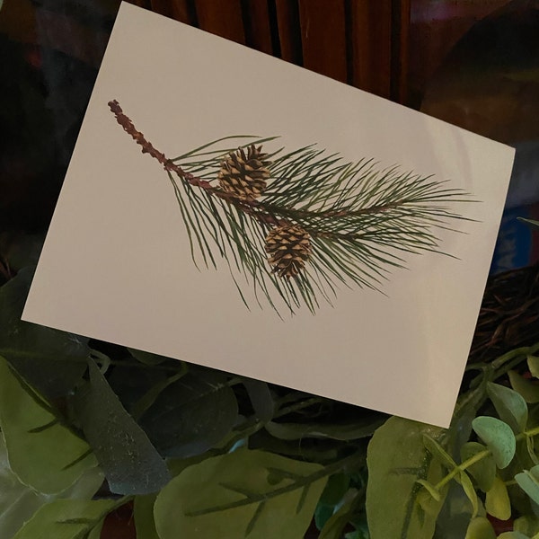 Pine Branch & Pinecones Card Set: Blank Forest Stationery - Etsy