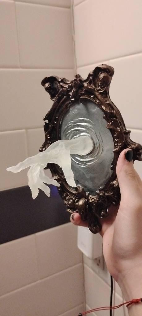 Spectral Hand Wall Plaque, Glow in the Dark Resin | Victorian Gothic Haunted Wall Art |Ghost Hand Gift for Halloween, Spooky Home Decor