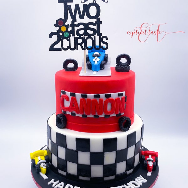 Second Birthday Cake Topper Two Fast 2 Curious Racing-2nd Birthday ...