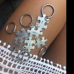 customized puzzle piece key chain personalized with names etsy