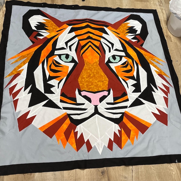 Tiger FPP Quilt Pattern: Modern FPP • Animal Patchwork Quilt Block ...
