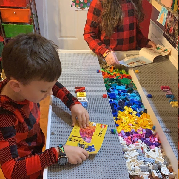 Large Building Bricks Table, Kids Table With Storage, Activity Table ...