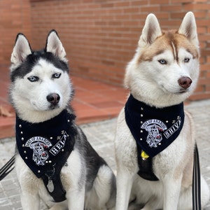 SOA Biker Dog Bandana With Name Patch Dog Neckwear Adjustable