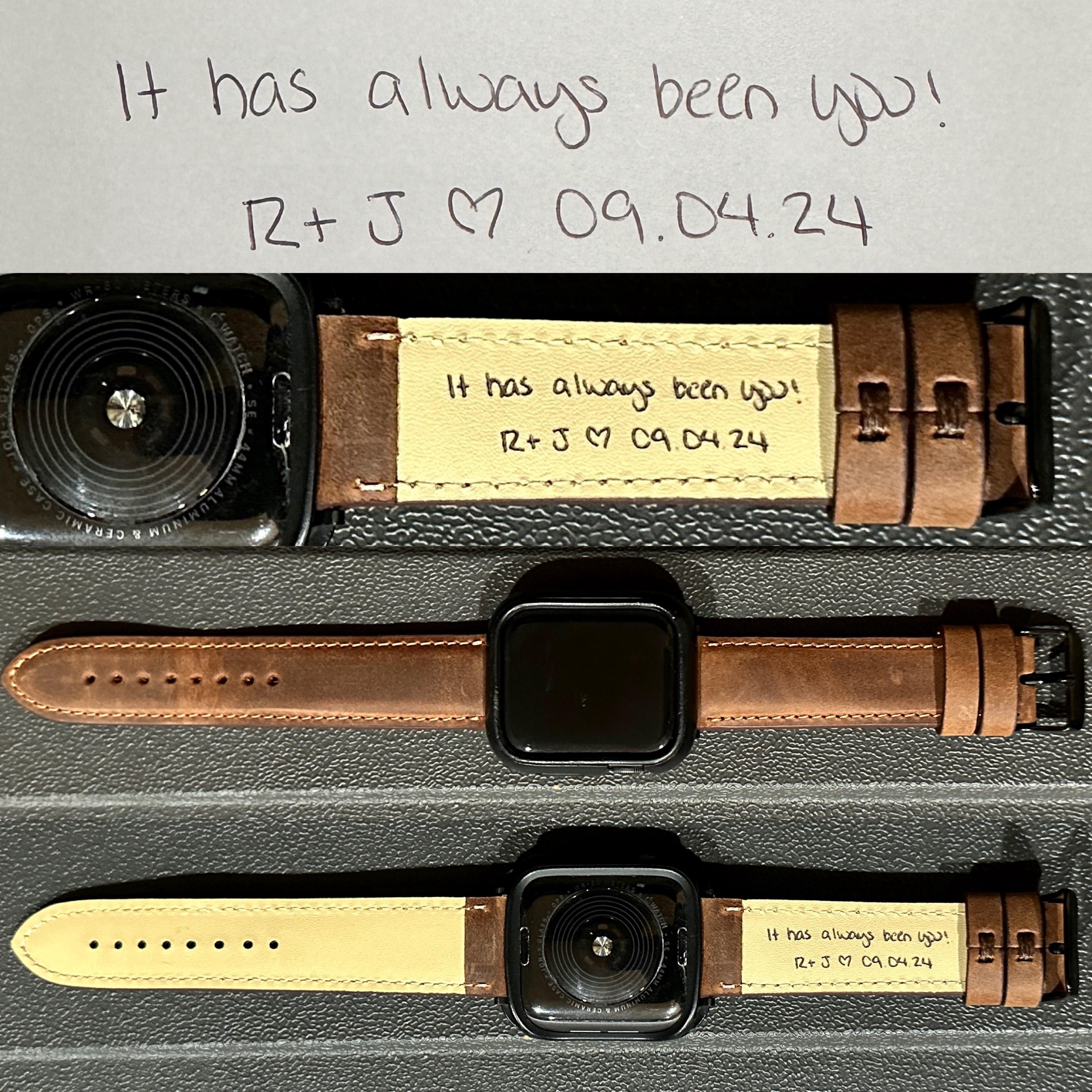Vatertagsgeschenk vom Sohn, Apple Leder Uhrenband, personalisiert, Ihre Handschrift eingraviert, Geschenk für Ehemann, Jubiläumsgeschenk, Geschenk für Ihn
