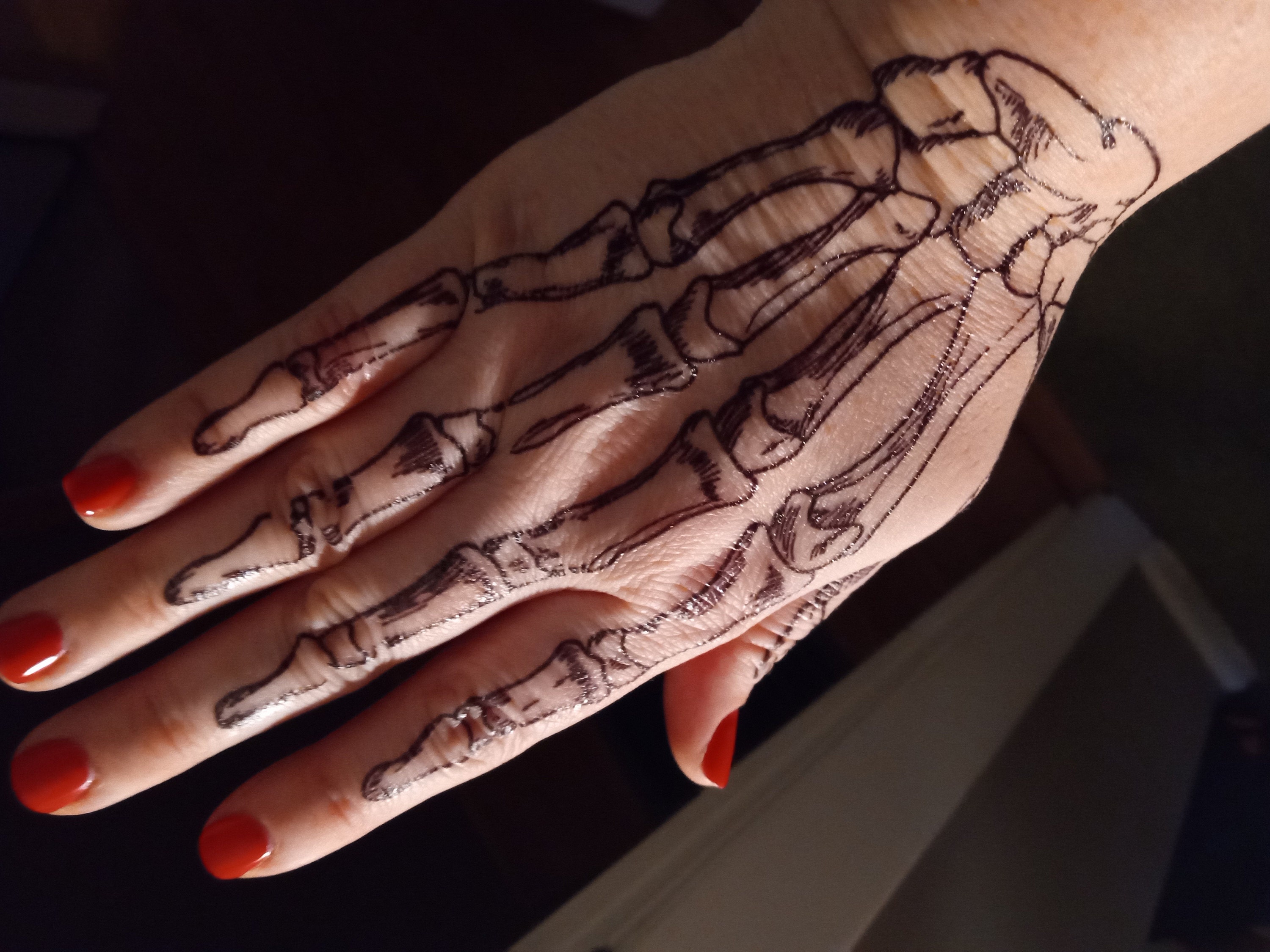 Coco Skeleton hands temporary tattoos for cosplay. Skull