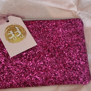 Fuchsia Glitter Makeup Bag Sparkly Fuchsia Bag Pink Glitter 