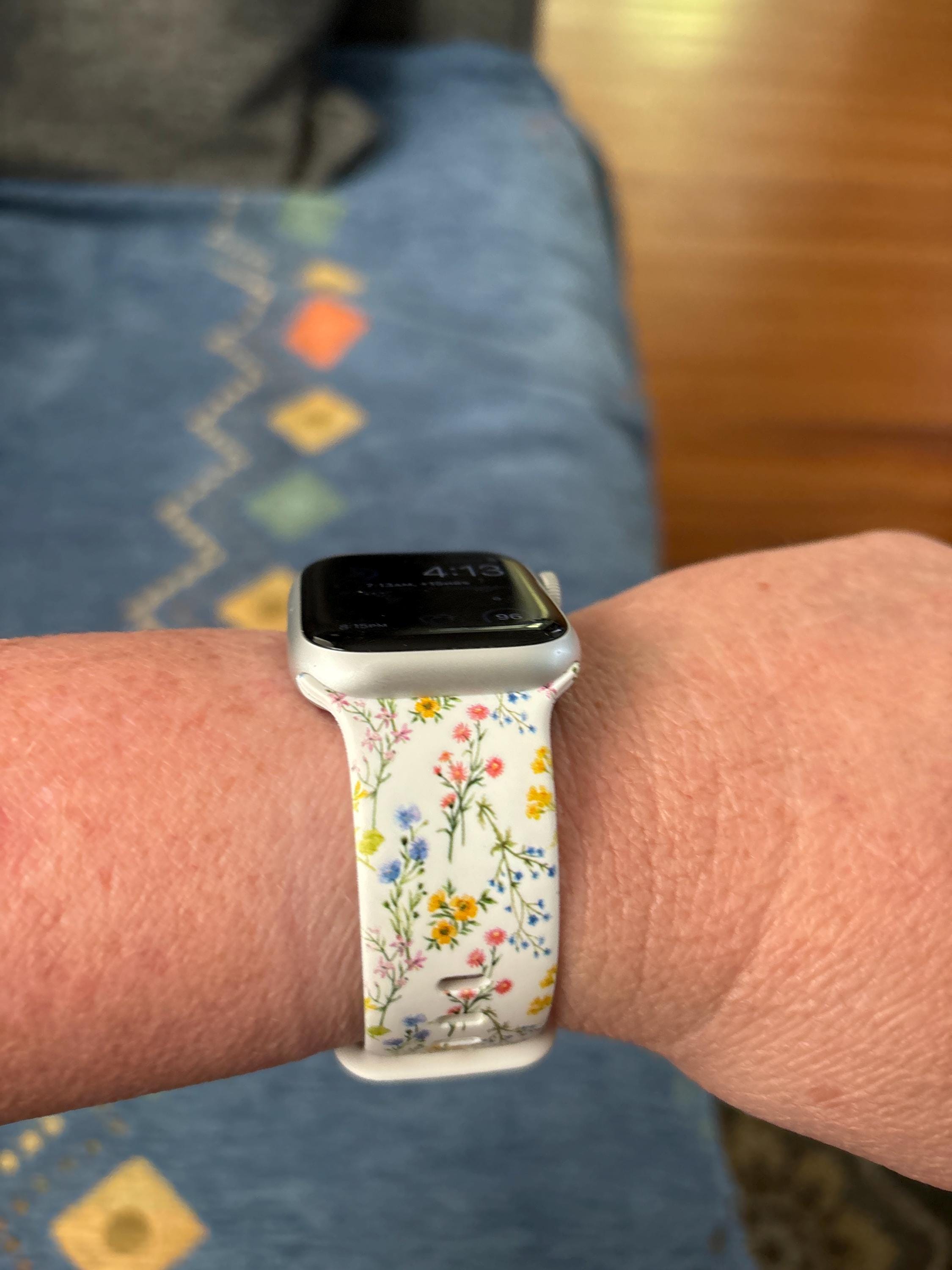 Small Spring Flowers Silicone Watch Band compatible with Apple Watch Fitbit Samsung Garmin