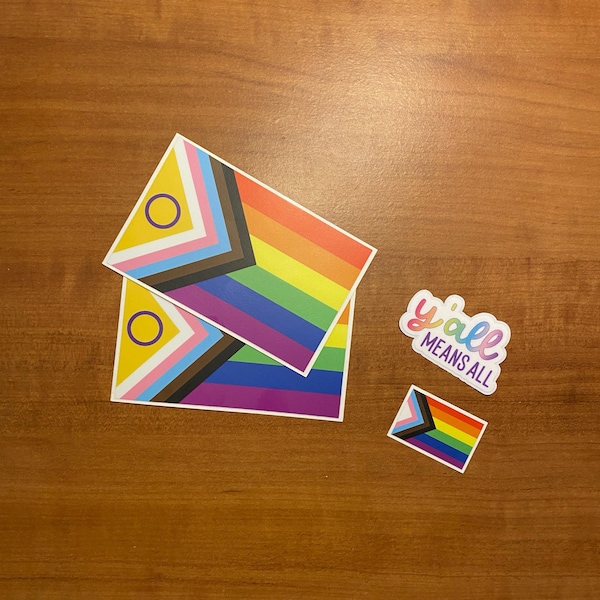 Progress Pride Flag Bumper Sticker | Intersex Inclusive 2021 Progress ...