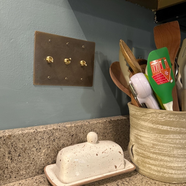Retro toggle dimmer light switch aged brass finish 1 gang plate etsy
