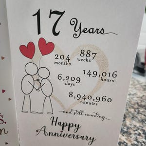 17th Anniversary Card, Couple Gift (printable PDF - Etsy Canada