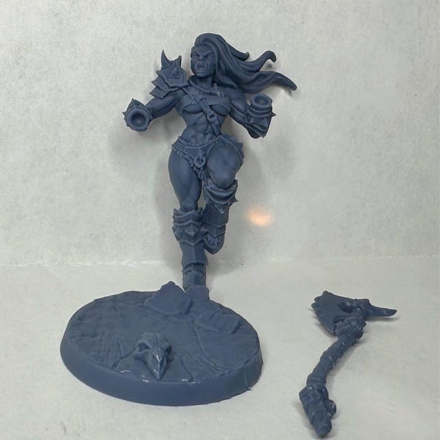 Miniatura Orco Femmina Barbaro Con Ascia - Galaad Miniatures Per Dungeons & Dragons