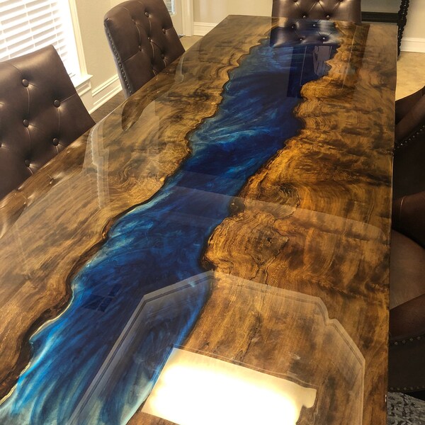 Live Edge Large Conference Table Epoxy River Table With Custom Resin ...