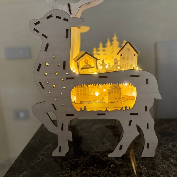 Home Christmas Reindeer Light Arch,wooden Laser Cut ,with Many Details ...