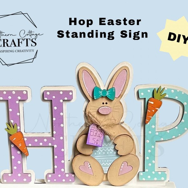 HOP Standing Bunny Shelf Sitter SVG | Laser Cut File | Glowforge ...