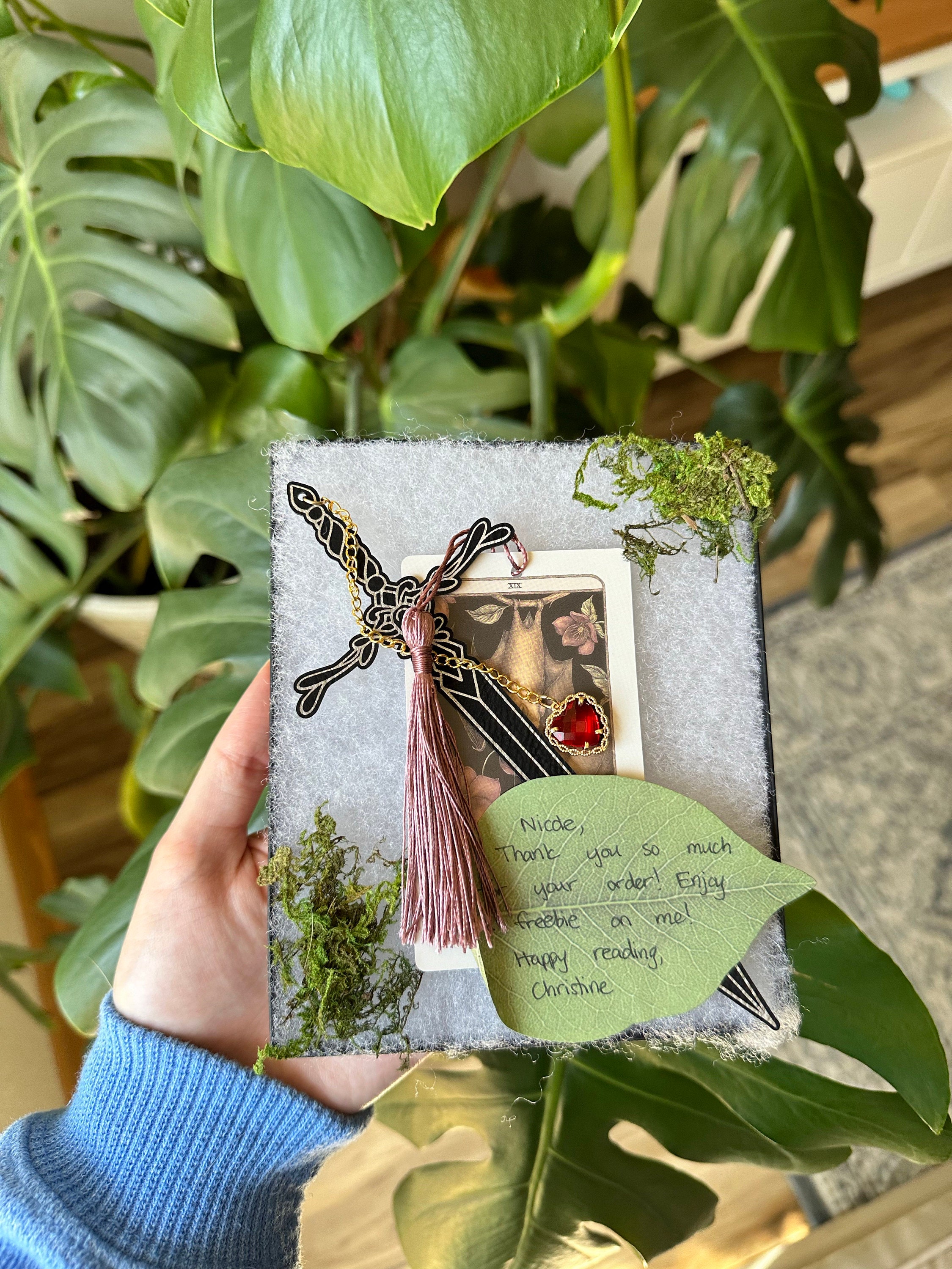 Heart Piercer Sword Bookmark, Faux Leather Bookmark, Fantasy Bookmark, Elven-Inspired Bookmark, Gift for Readers, Elf Fairy Fae Bookmark