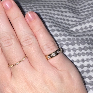 Thin Diamond Ring, Wedding Beaded Ring, Solid Gold 14k Twist Ring ...