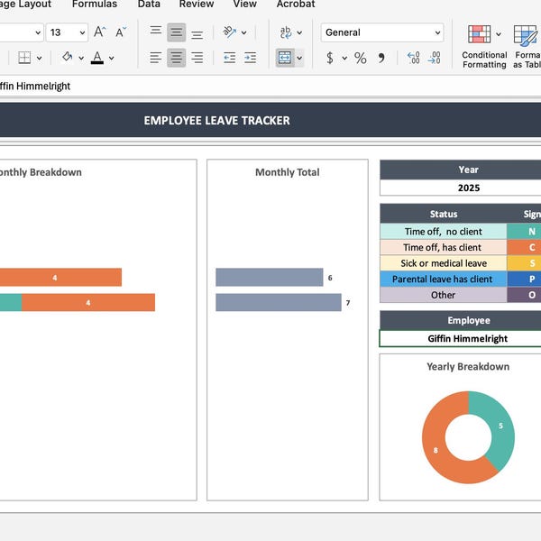 Employee Leave Tracker Excel Template | PTO Tracker Spreadsheet ...