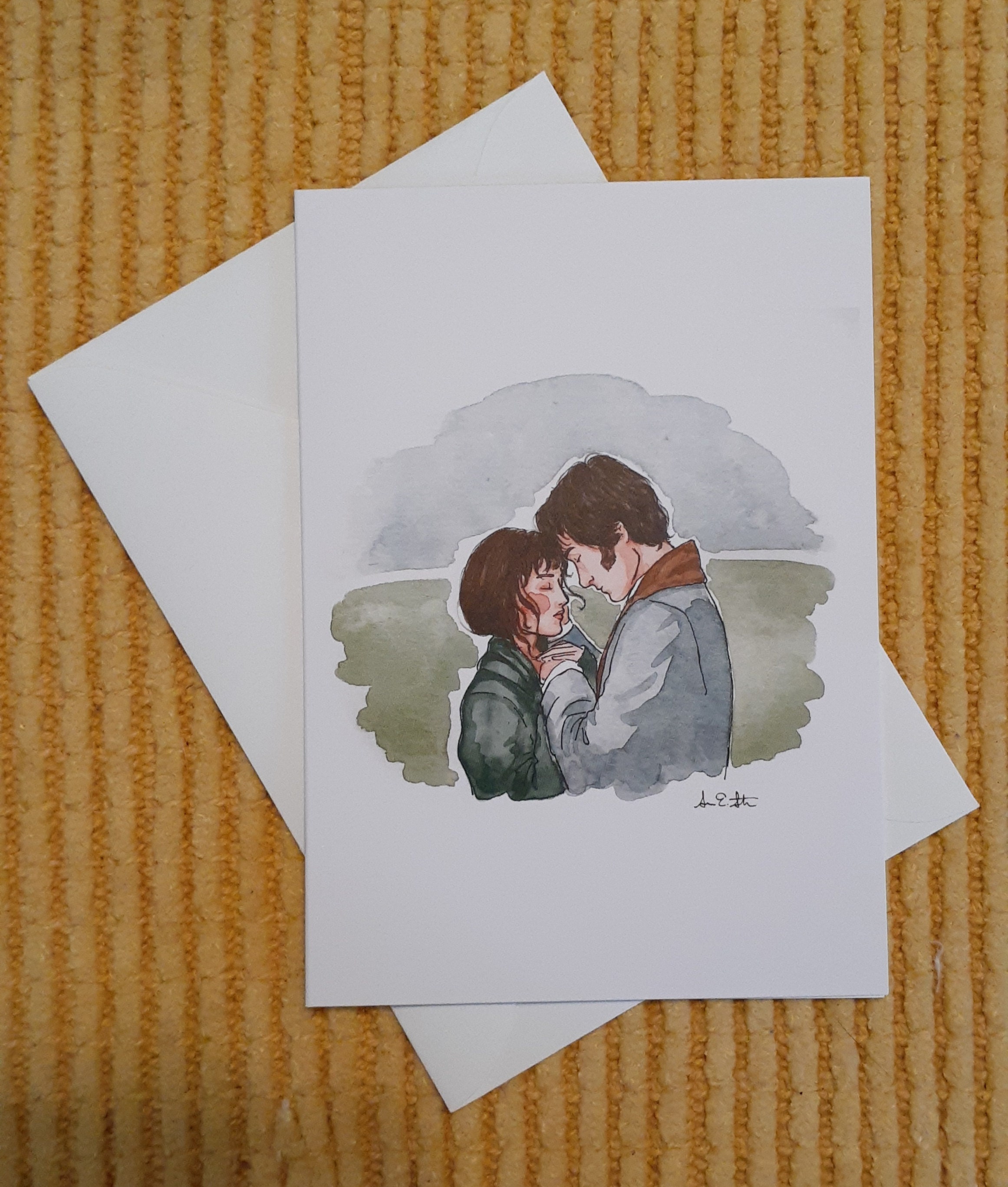 Pride & Prejudice Greeting Card | Jane Austen Watercolor | Blank Stationary | Literary Greeting Card | Elizabeth and Darcy | Individual Card