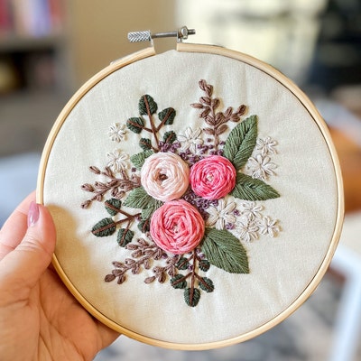 Rose Flower Embroidery Kit Wedding Embroidery Kit Modern - Etsy